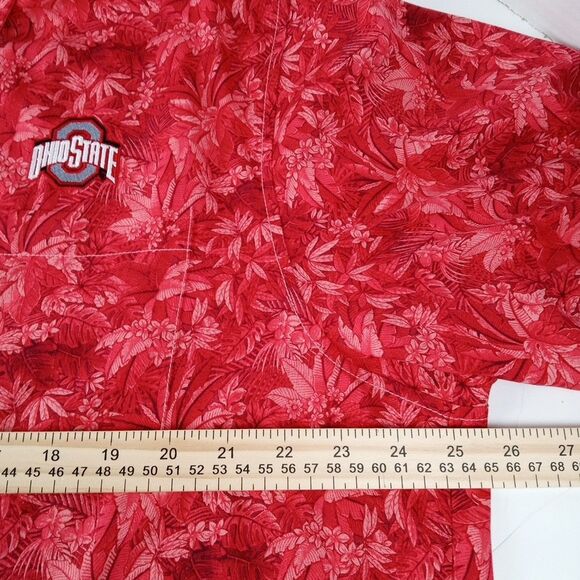 Tommy Bahama Mens Ohio State Buckeyes 100% Silk Hawaiian Shirt XL Red Tropical - Picture 8 of 10